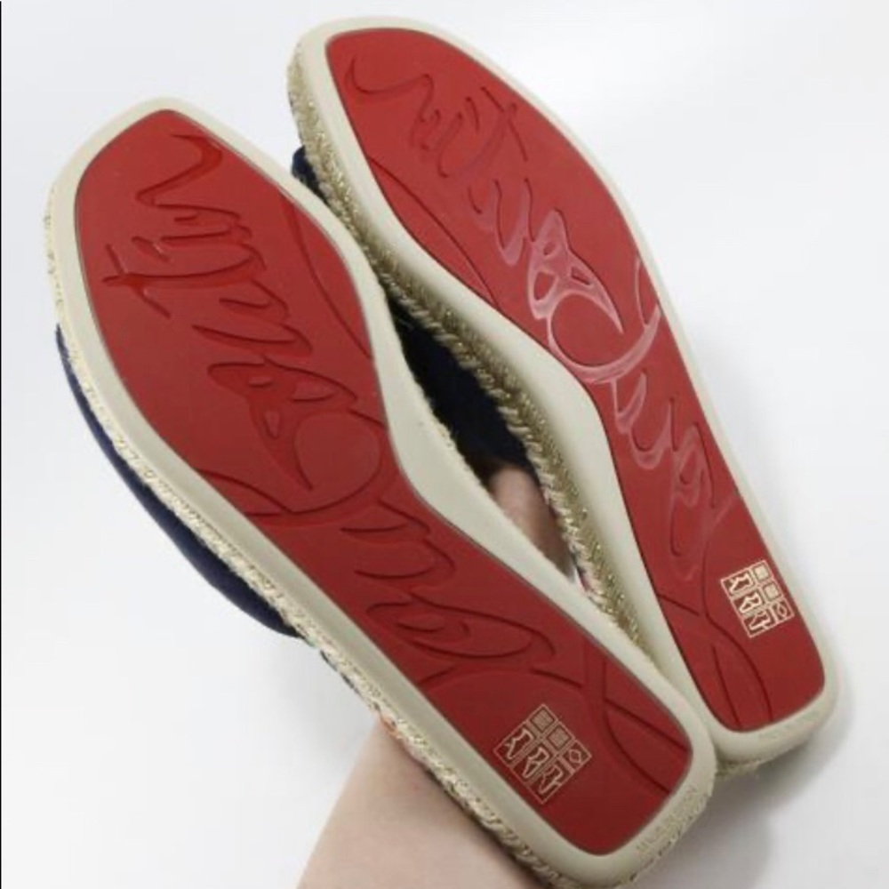 Christian Louboutin Pacha Blue Velvet Slides - Picture 8 of 9
